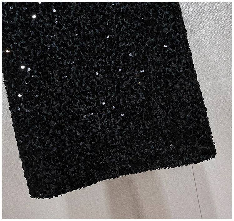 Zwart DR856Y Elegante Pailletten Korte Mouw Aansluitende Jurk voor Vrouwen 20 voor groothandel op Faire7