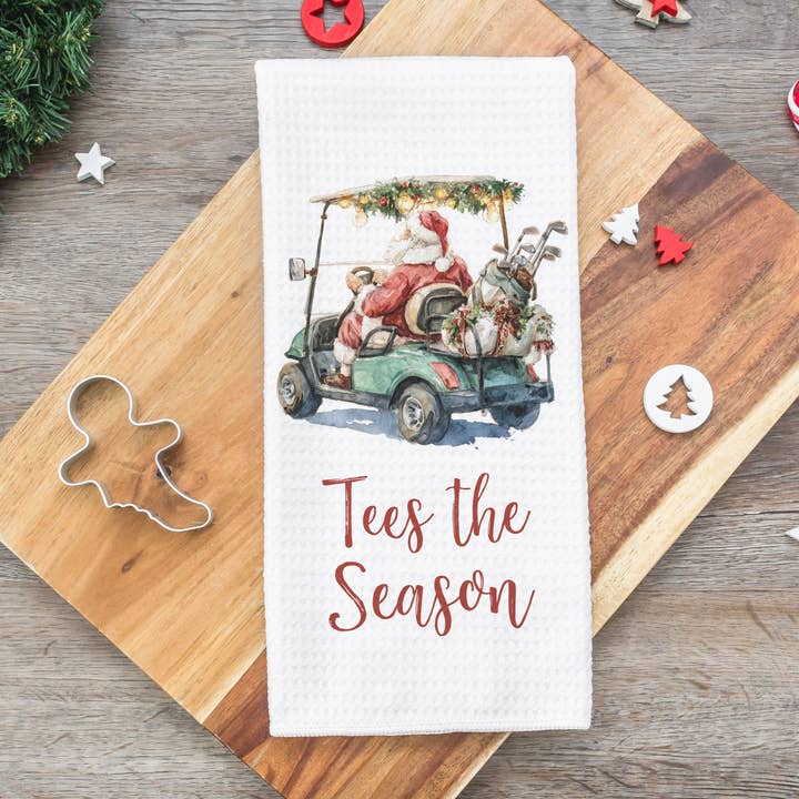 Golf Christmas Towel Golfing Decor Waffle Weave Towel for wholesale by Canary Road