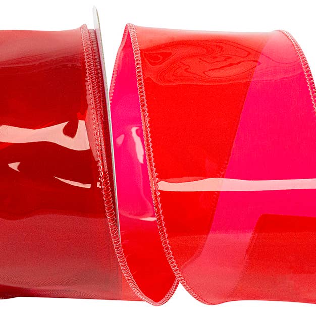 Jelly Vinyl Ribbon Wired Edge, Hot Red, 2-1/2 In, 10 Yards for wholesale by RELIANT RIBBON