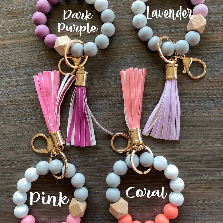 JILLIAN INK LLC - Wholesale Keychain Bracelet - Silicone Bead Keychain Wristlet