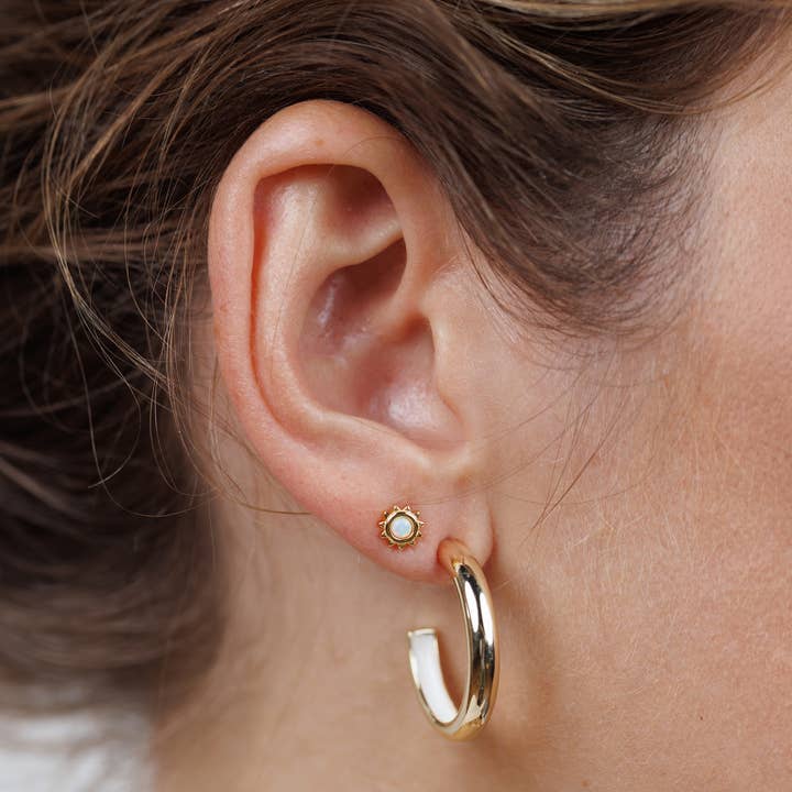 JaxKelly – wholesale Stud/post earrings – Sun Stud - White Opal - Gold Earrings2