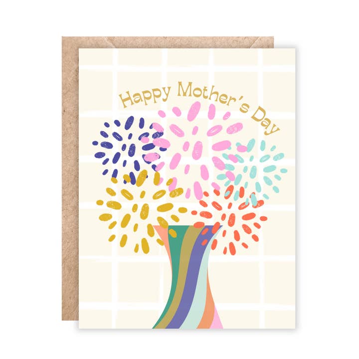 Biglietto per la festa della mamma con vaso floreale per la vendita all'ingrosso da parte di Jolly Rae