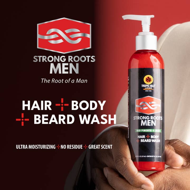 Tropic Isle Living - Wholesale 2-in-1 Shampoo & Body Wash - Men's - Strong Roots Men Beard + Hair + Body Wash