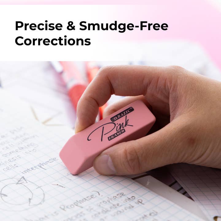 BAZIC Products - Wholesale Eraser - Pink Bevel Eraser (4/Pack)