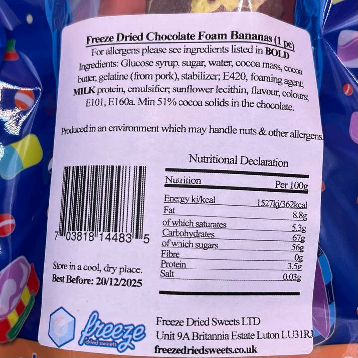 Freeze Dried Sweets - Vendita all'ingrosso Dolci ricoperti di cioccolato - Banane con schiuma di cioccolato - Dolci liofilizzati3