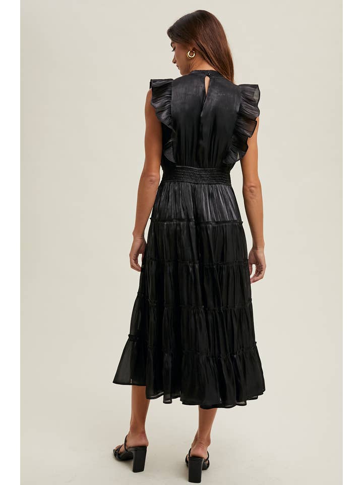 Wishlist Apparel - Vente Robe – femme - ROBE MIDI À PLUSIEURS NIVEAUX EN ORGANZA AVEC VOLANTS/WL23-8374