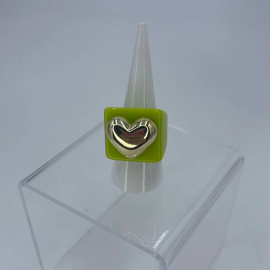 E ACCESORIES JEWERLY - Vente Bague de cocktail/de cérémonie - Bague épaisse en plastique Big Heart1