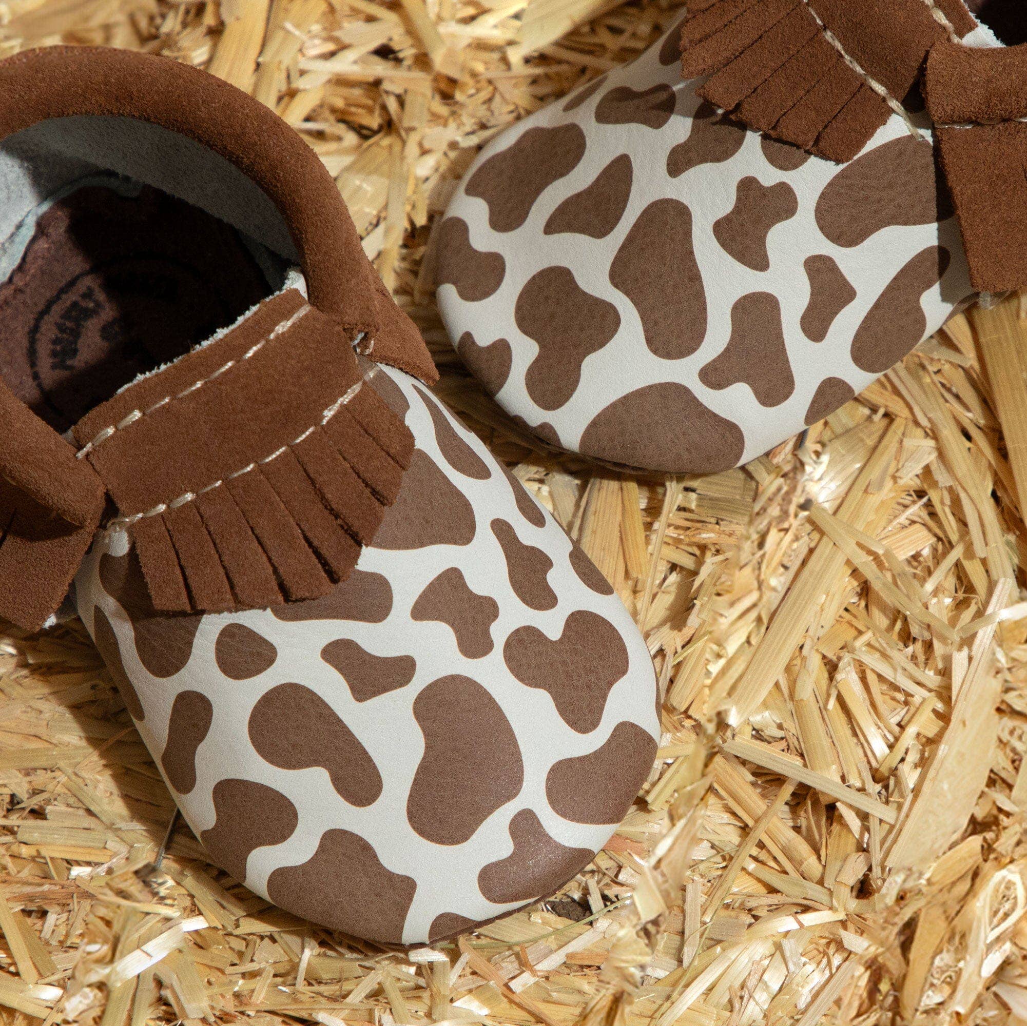 Freshly Picked - Wholesale Booties - Baby - Suede Cow Print Moccasin Baby Shoe5