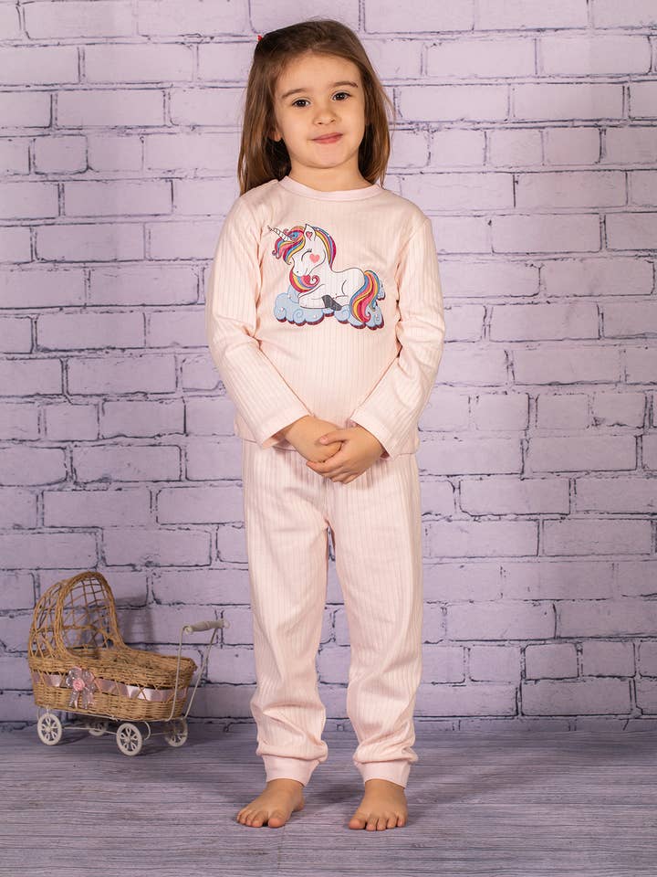 ROZE Pyjamaset met eenhoornprint voor meisjes voor groothandel op Faire