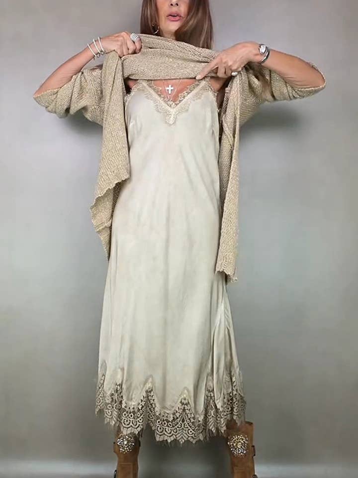 Lace Trim Casual Midi Dress for wholesale by AZSHOP Trading LLC