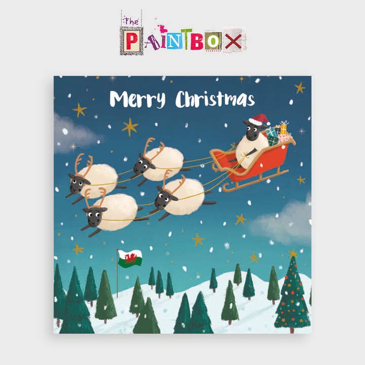 Merry christmas (welsh woolies sleigh) for wholesale by The Paintbox