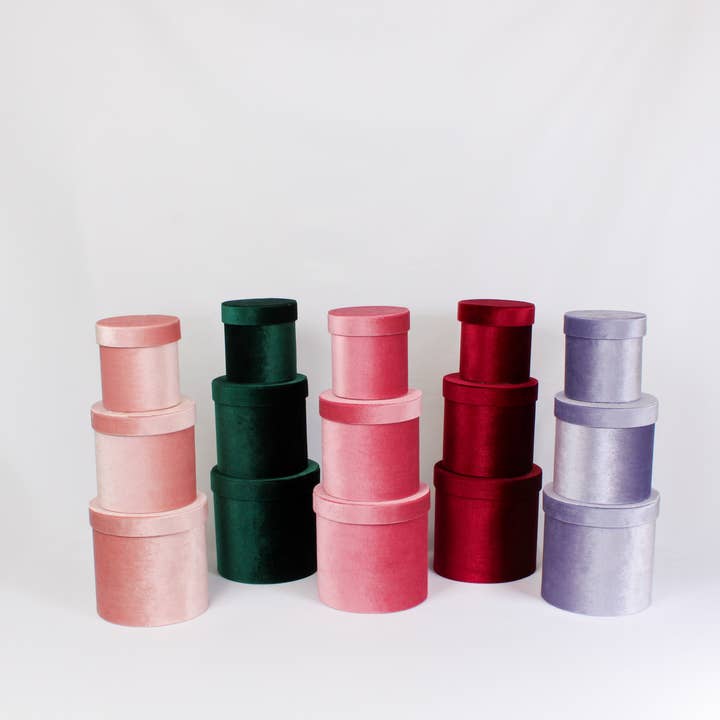 Elegant Design Supply - Wholesale Gift Box - Velvet Round Flower Hat Box with Lid