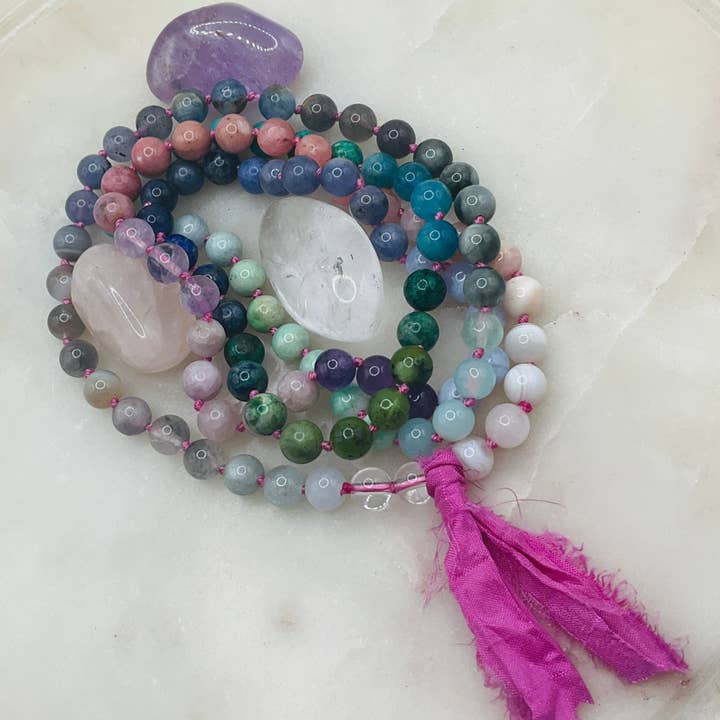 Sari Tassel Intention Mala ~ Pink (005) for wholesale by LTH STUDIO