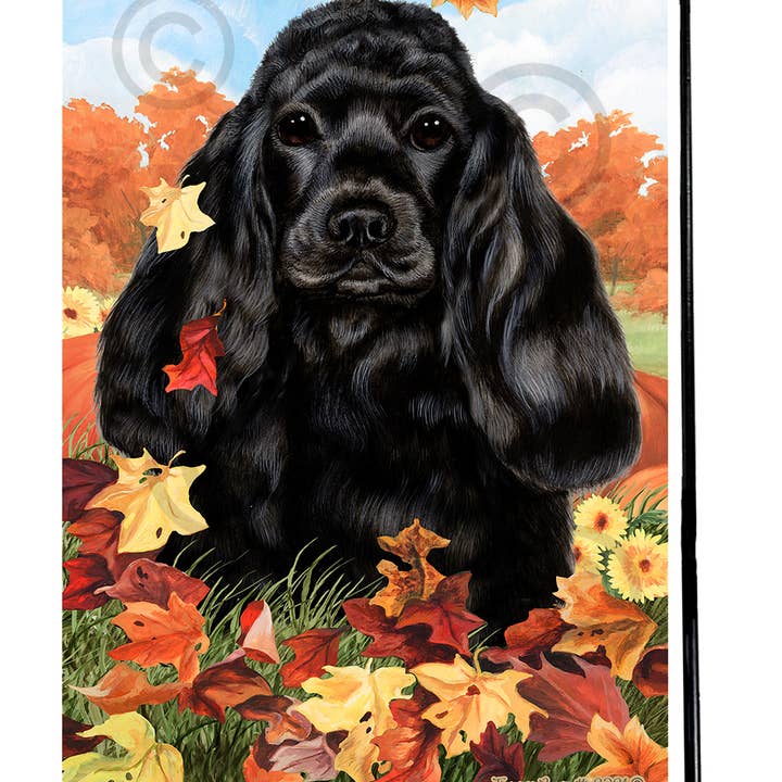 Pet Gifts USA, LLC - Wholesale Flag - Cocker Spaniel Black Falling Leaves - Garden Flag