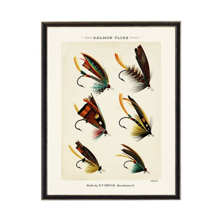 Salmon Fishing Flies Bookplate for wholesale by Antique Curiosities Inc