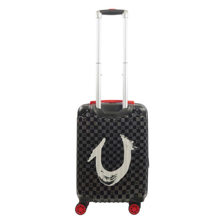 FUL Luggage (Concept One) - Wholesale Luggage - True Religion 22.5" Big Logo Black Hard Sided Checkered Carry-On Luggage