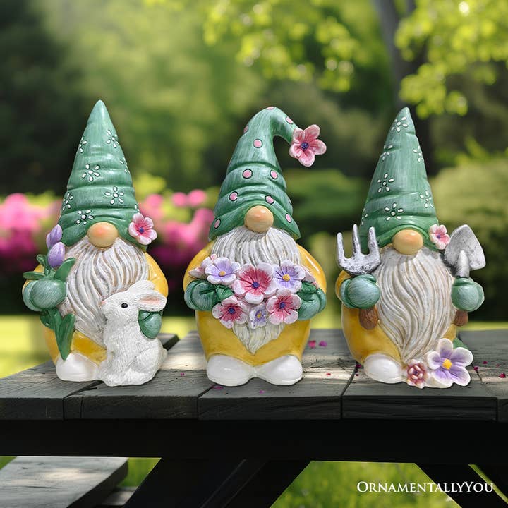 OrnamentallyYou - Wholesale Decorative Figurine - Garden Guardians Set of Three 6" Gardening Gnome Figurines