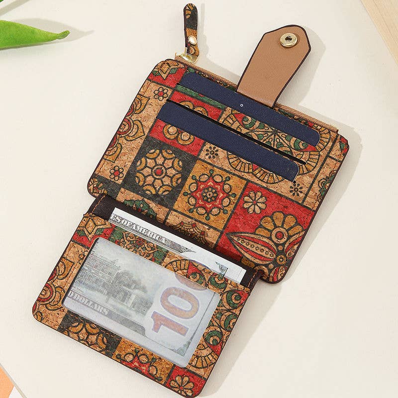 Dipped Shop - Wholesale Wallet - Women's - Cork Vintage Print Card Cases Wallets DP25C6616