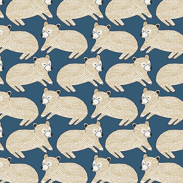 OURSON vliesbehang in blauw voor wholesale door Fox And Roses