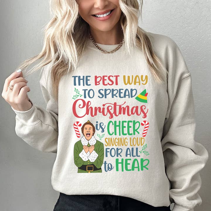 NVC Ecommerce LLC - Wholesale Graphic Sweatshirt - Women's - Retro Buddy The Elf Christmas Sweatshirt, Funny Movie Quote3