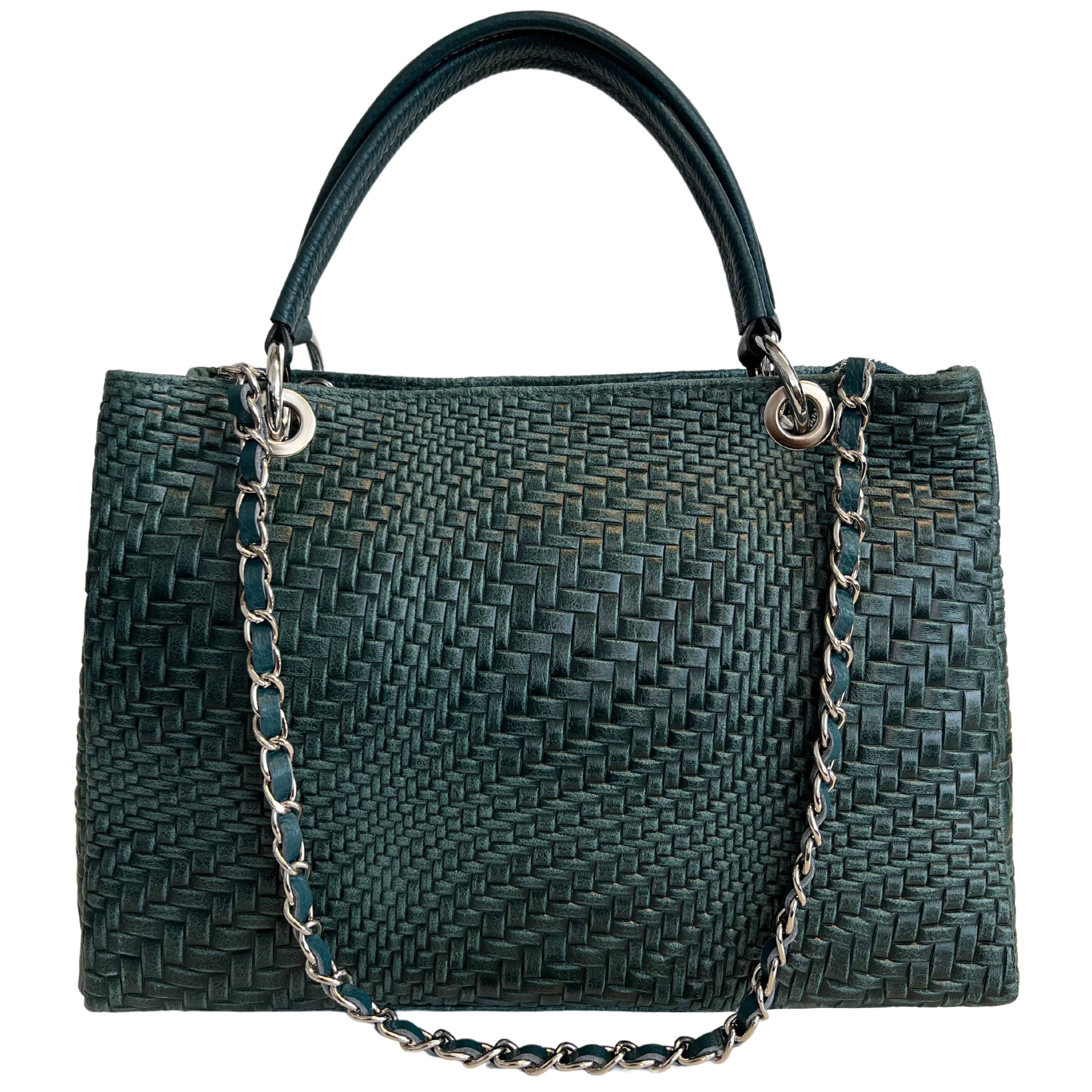 MODARNO - Vente Sac à main avec poignée sur le dessus – femme - Sac à main femme MODARNO en cuir véritable tressé avec bandoulière20