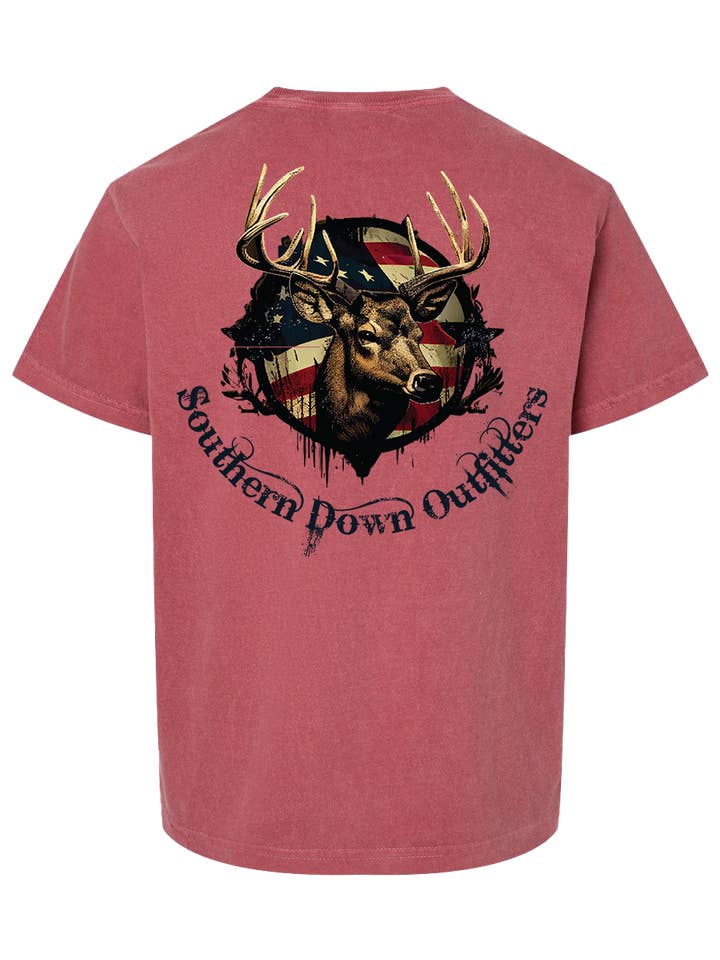 Southern Down Outfitters - Wholesale Screen Printed T-Shirt - Kids - Deer Flag Youth Tee1
