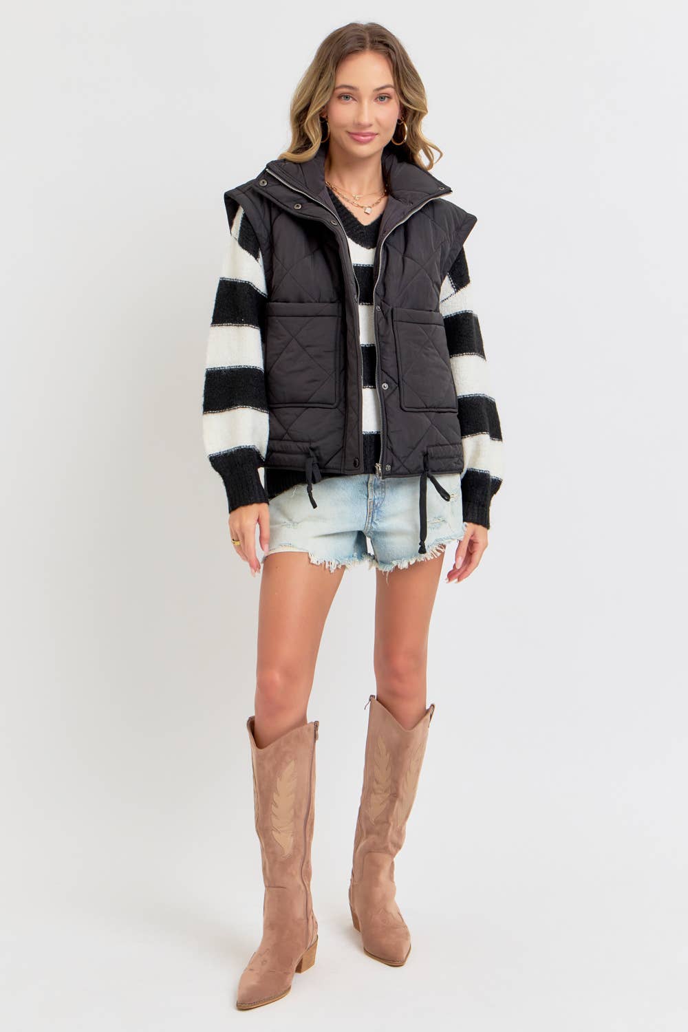 Sweet Lovely by Jen - Vendita all'ingrosso Gilè imbottito - Donna - GILET OVERSIZE IN PIUMINO TRAPUNTATO 8