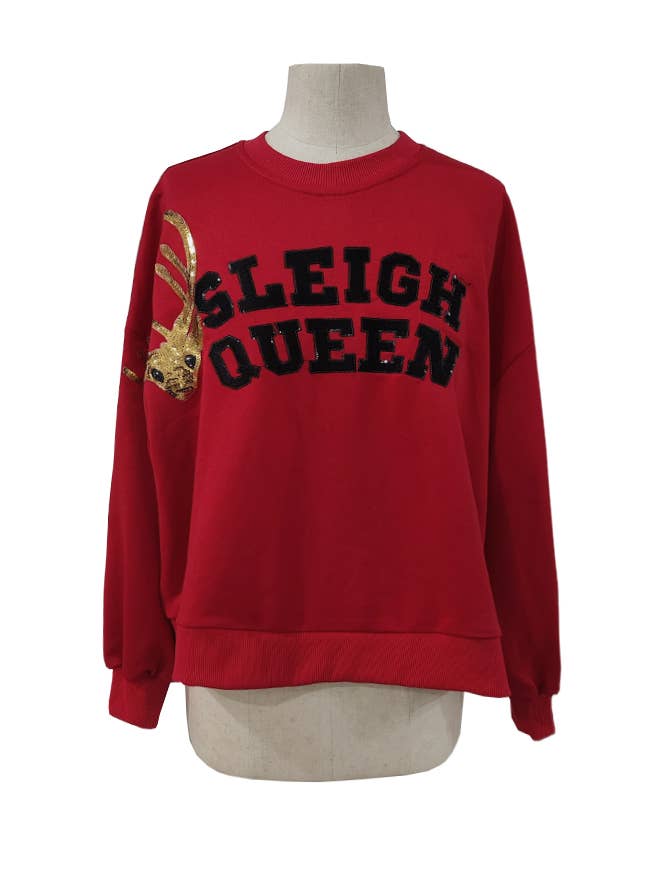 Red Christmas Letters Embroidered Sweatshirt for wholesale on Faire