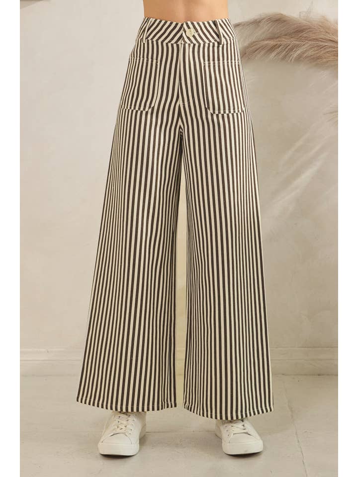Sewn and Seen - Wholesale Pants – Women's - Lightweight Twill Stripe Wide Leg Pants7