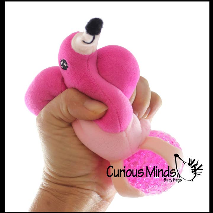 1 Plush Flamingo Plush Animal Water Bead Filled Squeeze Stre for wholesale by Curious Minds Toys