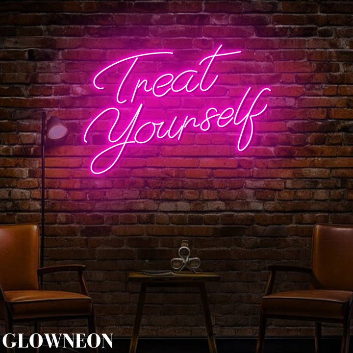 Glow Neon - Wholesale Neon Sign - Treat Yourself Neon Light Signs, Motivational Quote Wall Art