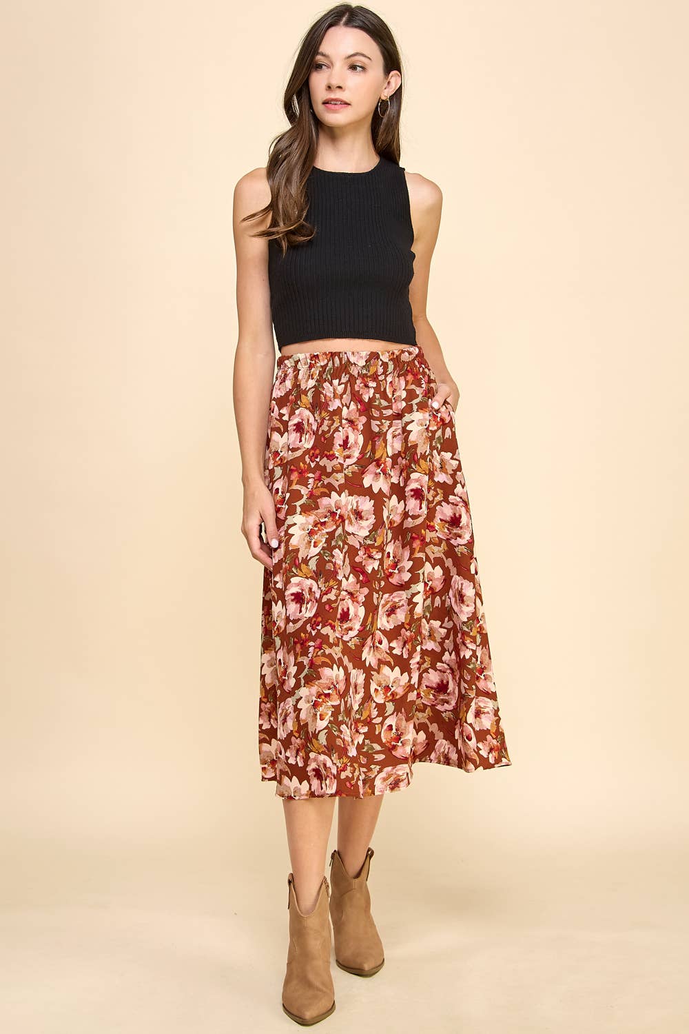 Les Amis - Wholesale Skirt - Women's - Floral Printed Skirt1
