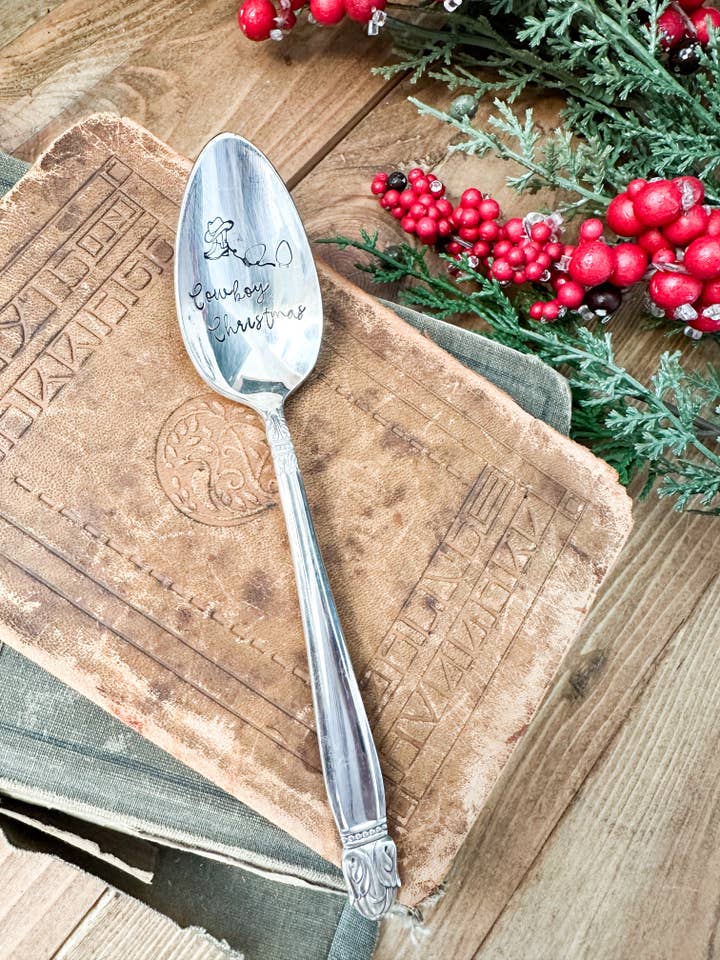 Cowboy Christmas Vintage Stamped Spoon for wholesale by The Sassy Barn