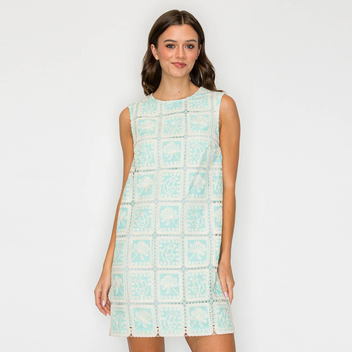 LoveWednesday - Wholesale Dress - Women's - Mint Lace Patch Work Mini Shift Dress - LWD2908 4