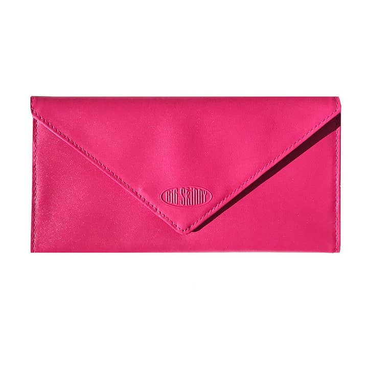 Leather Slimvelope Trifold Clutch Wallet - Fuchsia for wholesale by Big Skinny Wallets