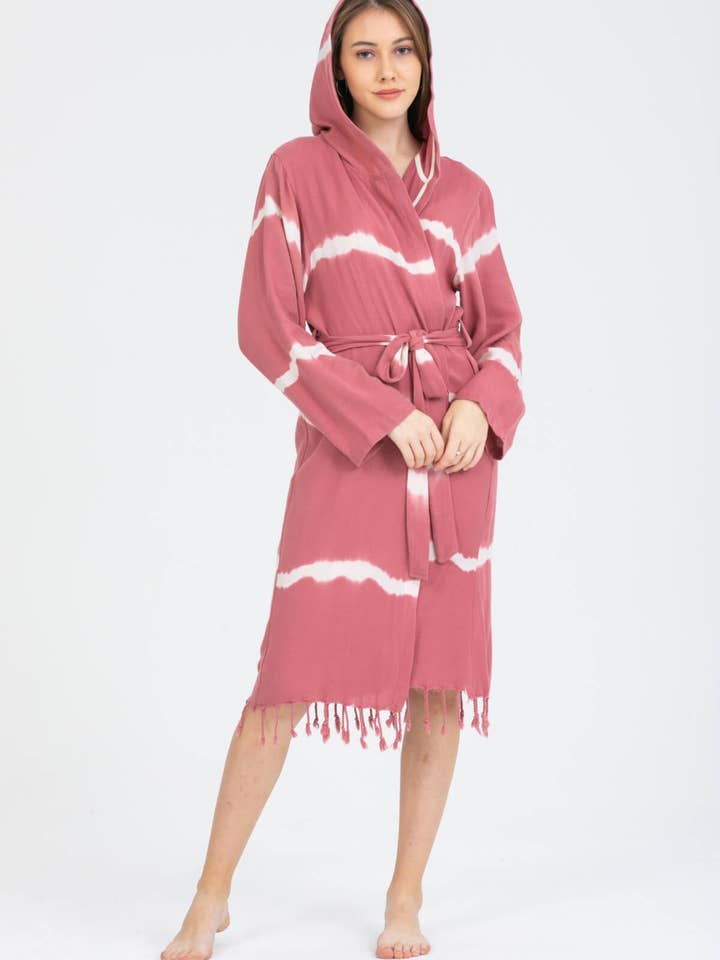 PESHCE - Vente Peignoir – femme - Peignoir à capuche Dila en bambou pour femme Dry Rose6