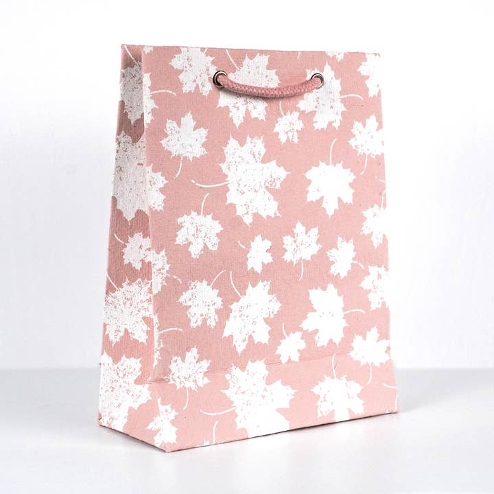 Pink MapleLeaf Design | Handmade Cotton Paper Gift Bag for wholesale by PaperSpree