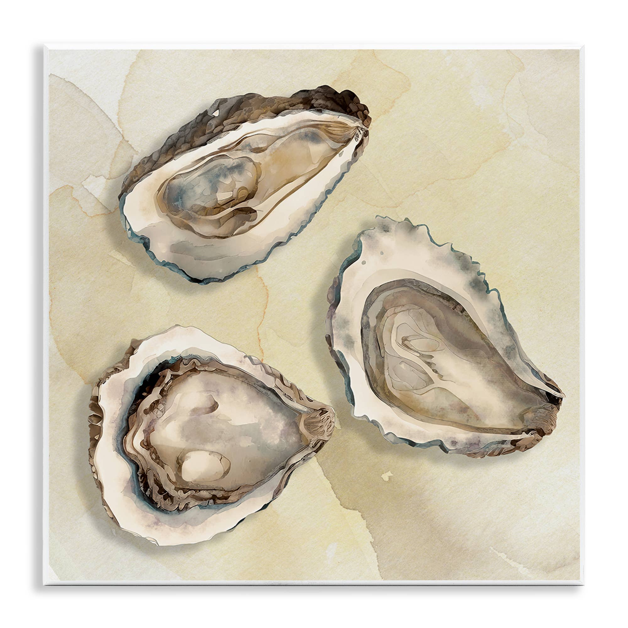 Stupell Industries - Wholesale Wall Sign - Beige Oyster Trio - Unframed Wall Art0