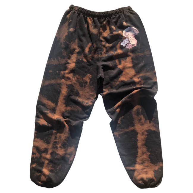 "Mushroom" Black Bleached Sweatpants - Mushroom Graphic for wholesale by Flow Era