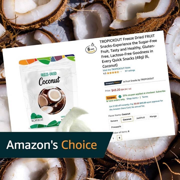 TROPICKOUT LLC – wholesale Dried/dehydrated fruit – TROPICKOUT Freeze-Dried Coconut Chunk 1.7oz4