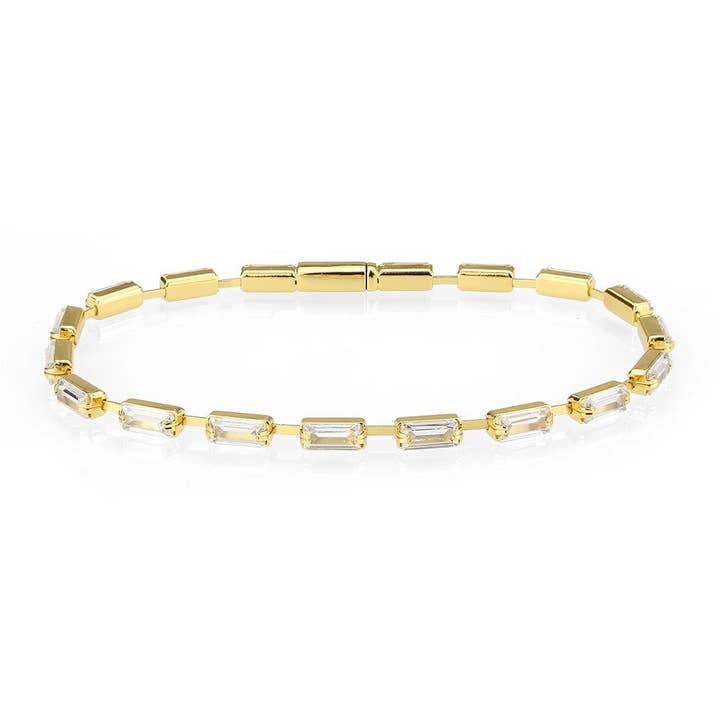 3W1713 - Pulseira de latão dourado com AAA Grade CZ em Clear por atacado de Alamode