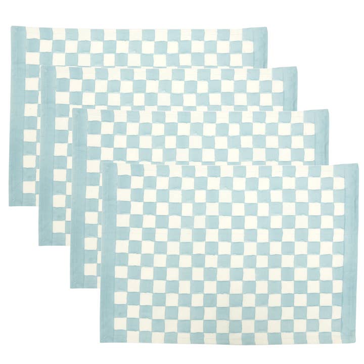 Aiden Sky Block Print Placemat (set of 4) for wholesale by ALLEM STUDIO