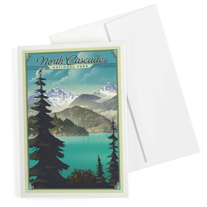 Lantern Press - Wholesale Everyday Greeting Card - GREETING CARD North Cascades National Park Lithograph