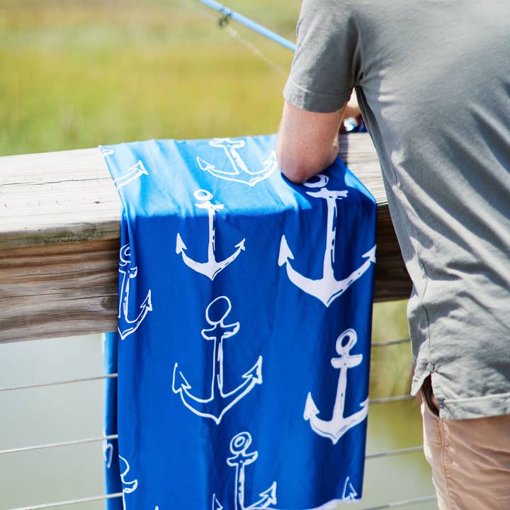 ROAM - Wholesale Beach Towel - UPF 50+ Pool & Beach Towel - Full Size (Blue Anchor)