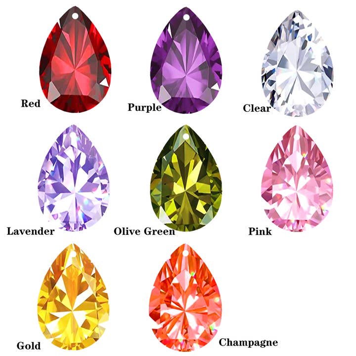 8 x 12mm Furo Perfurado 0.9mm 5A Forma de Pêra Zircónia Cúbica por atacado de Sephla