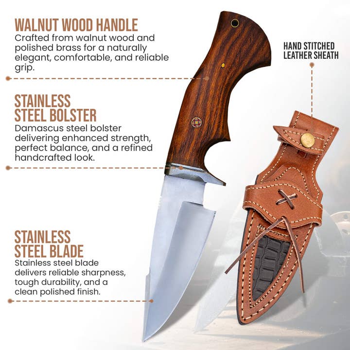 FH KNIVES - Wholesale Pocket Knife/Holder - 10' Handmade Stainless steel knife with leather sheath2