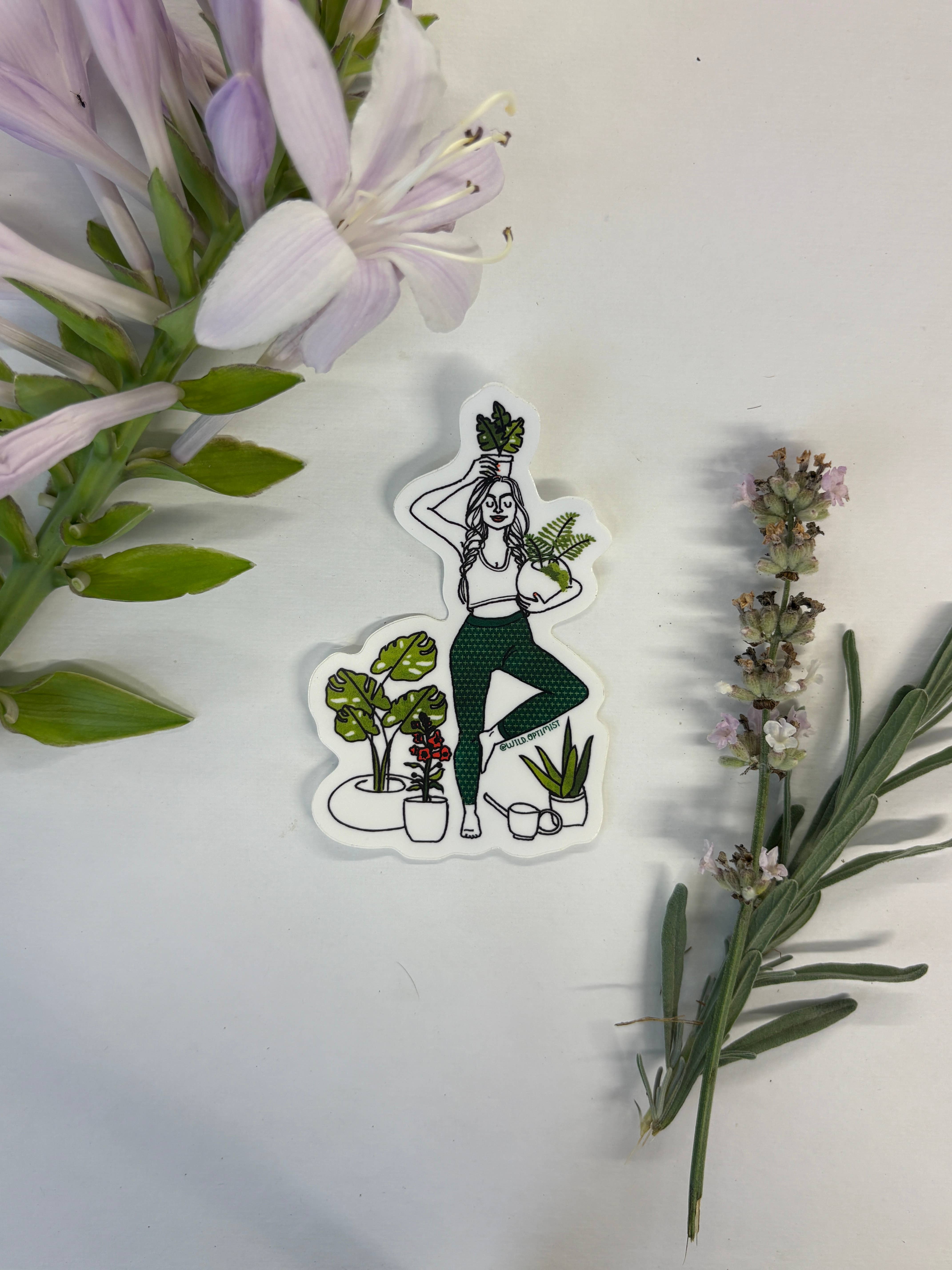 Wild Optimist - Wholesale Sticker - Rad Woman (Yoga+Plants) Sticker1
