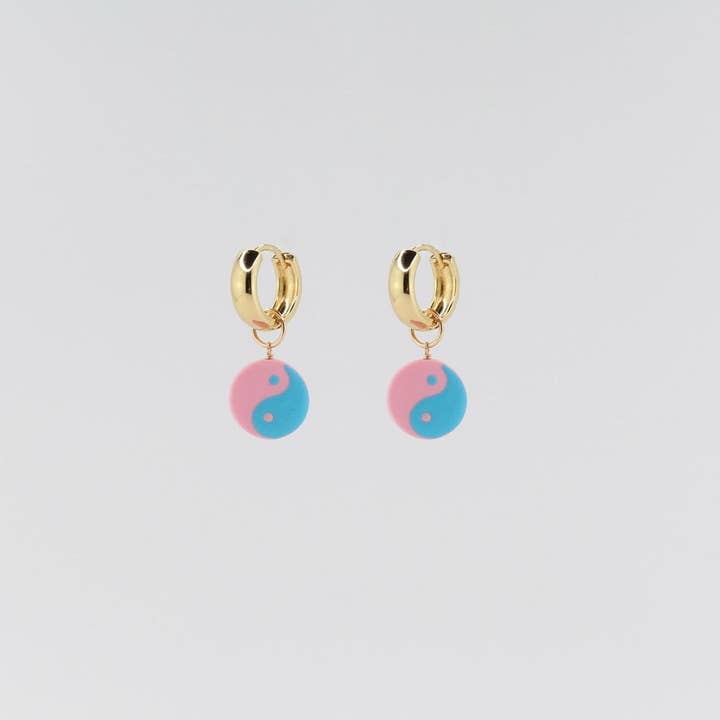 Bubblegum Yin Yang Charm Earrings for wholesale by Hello Koai