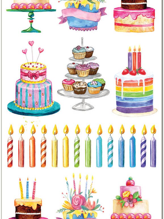 Autocollants en feuille pour gâteau d'anniversaire C112 pour la vente par Violette Stickers