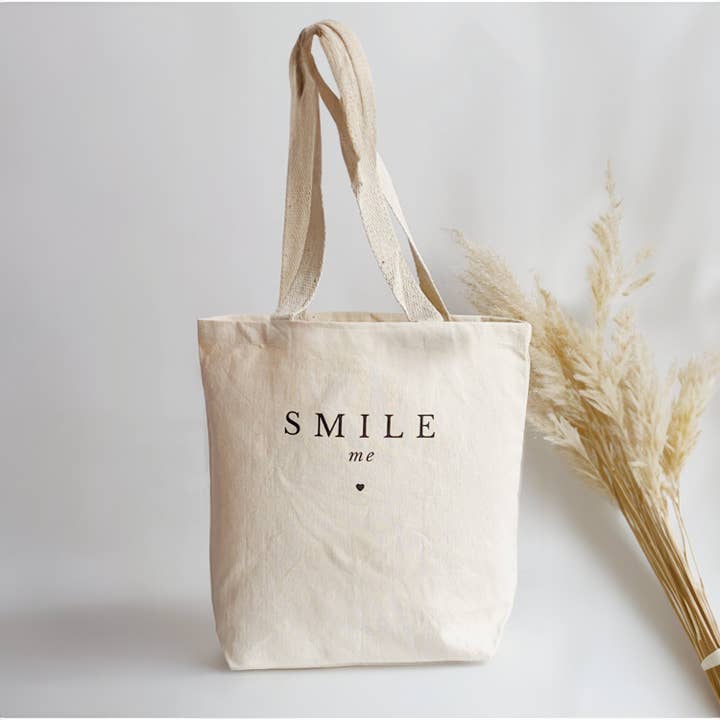 MOI AND KO - Wholesale Tote Bag - Women's - Totebag Nature 100% Cotton | Smile | Shopping Bag